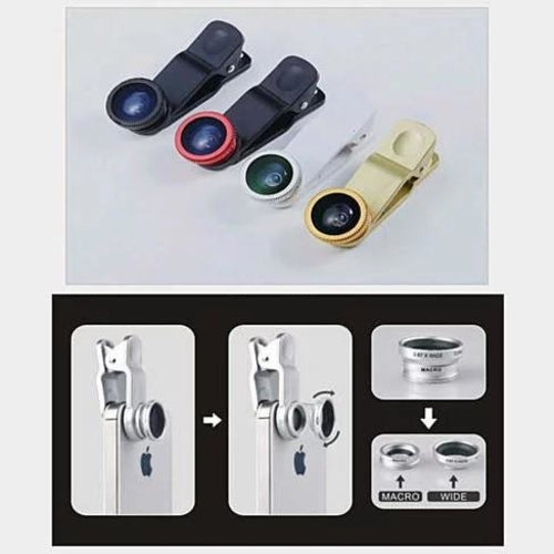 3-in-1 Universal Clip-On Smartphone Camera Lens Kit – Wide Angle, Macro & Fisheye