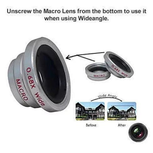 3-in-1 Universal Clip-On Smartphone Camera Lens Kit – Wide Angle, Macro & Fisheye