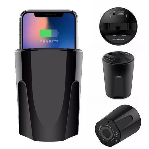 Car Cup Holder Phone Charger – Wireless Charging Mount for iPhone & Android