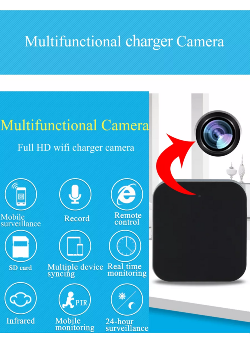 1080P Night Vision WiFi Nanny Cam – Hidden Spy Camera Wall Charger