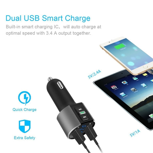 Bluetooth FM Transmitter for Car – Wireless Audio Adapter & USB Charger