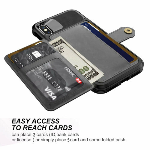 360° Magnetic Leather Wallet Case for iPhone – Card Holder & Full Protection