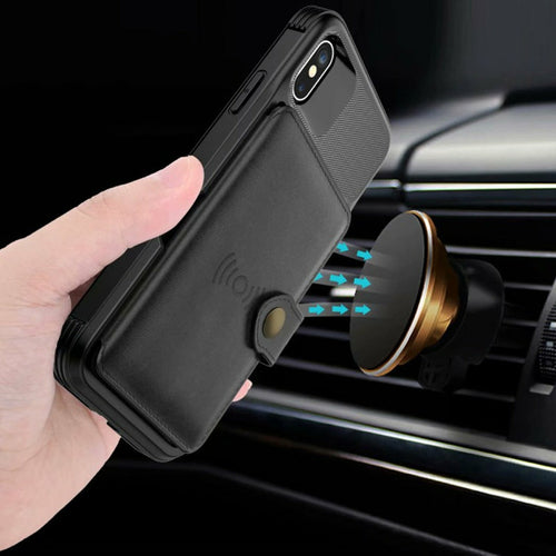 360° Magnetic Leather Wallet Case for iPhone – Card Holder & Full Protection