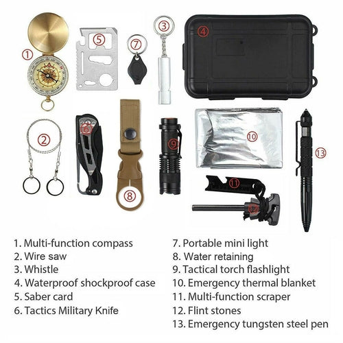 14-in-1 Outdoor Emergency Survival Kit – Camping Safety Gear Set